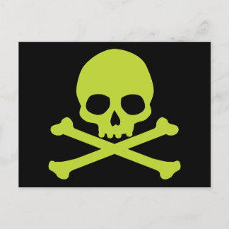 シンプルグリーンスカルとクロスボーン ポストカード