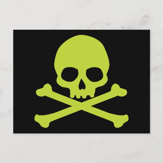 シンプルグリーンスカルとクロスボーン ポストカード (正面)