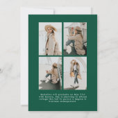 シンプルグリーンスクリプト5フォトコラージュ卒業 案内状 (裏面)