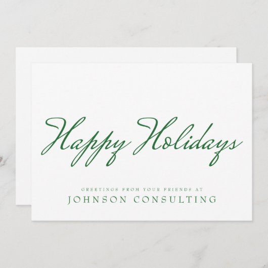 シンプルグリーンタイポグラフィ |祝日の挨拶 シーズンカード (正面/裏面)