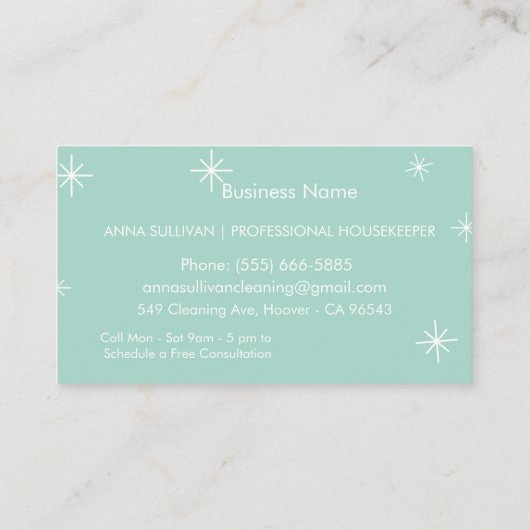 シンプルグリーンハウス清掃サービス 名刺 (裏面)