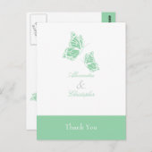 シンプルグリーンバタフライサンキュー ポストカード (正面/裏面)