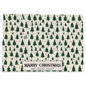 シンプルグリーンパインツリーズカスタムクリスマスメリークリスマス ラージペーパーバッグ (裏面)