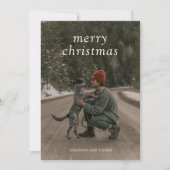 シンプルグリーンフォトクモダンリスマス シーズンカード (正面)