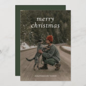シンプルグリーンフォトクモダンリスマス シーズンカード (正面/裏面)