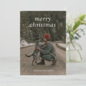 シンプルグリーンフォトクモダンリスマス シーズンカード (スタンド正面)