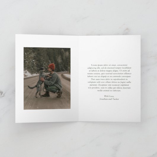 シンプルグリーンフォトクモダンリスマス シーズンカード (内部)