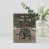 シンプルグリーンフォトクモダンリスマス シーズンポストカード (スタンド正面)