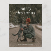 シンプルグリーンフォトクモダンリスマス シーズンポストカード (正面)