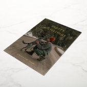 シンプルグリーンフォトクモダンリスマス 箔シーズンカード (回転した状態)