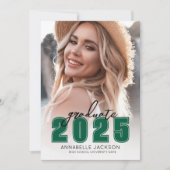 シンプルグリーンフォト卒業 招待状 (正面)