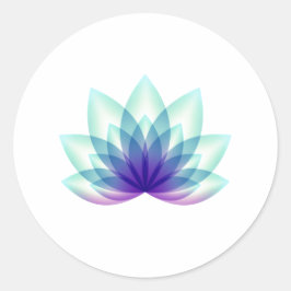シンプルグリーンブルーロータスフラワー ラウンドシール
