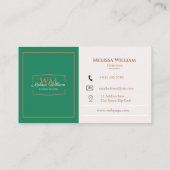 シンプルグリーンホワイトモノグラム 名刺 (裏面)