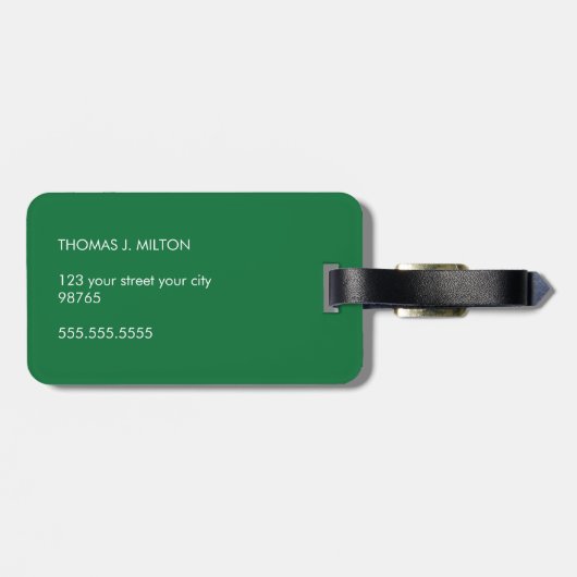 シンプルグリーンホワイトラインはっきりしたモノグラム ラゲッジタグ (裏面横)