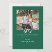 シンプルグリーンボウ楕円形フォトクリスマス シーズンカード (裏面)