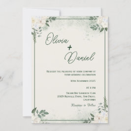 シンプルグリーンミニマル結婚式招待状 招待状