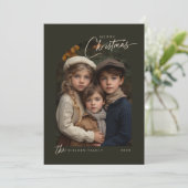 シンプルグリーンメリークリスマススクリプト写真 シーズンカード (スタンド正面)