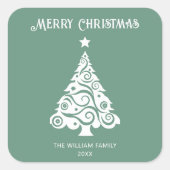 シンプルグリーンメリークリスマスツリーホリデーギフト スクエアシール (正面)