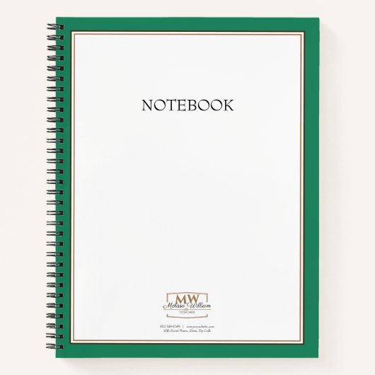 シンプルグリーンモノグラムビジネス ノートブック (正面)