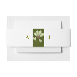 シンプルグリーンモノグラムフローラ結婚式招待状 招待状ベリーバンド