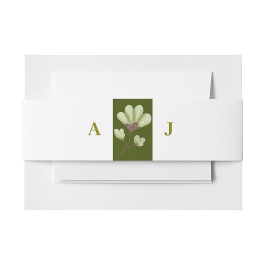 シンプルグリーンモノグラムフローラ結婚式招待状 招待状ベリーバンド (正面例)