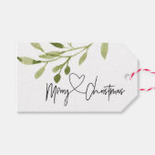 シンプルグリーンユーカリプトゥスメリークリスマスホリデー ギフトタグ (正面(横))