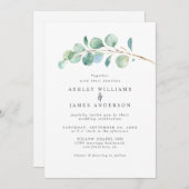 シンプルグリーンユーカリプトゥス葉結婚式招待状 招待状 (正面/裏面)