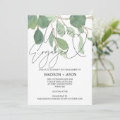 シンプルグリーンユーカリ我々は婚約した招待状 招待状 (スタンド正面)