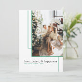 シンプルグリーンラインフォトホリデーカード シーズンカード (スタンド正面)