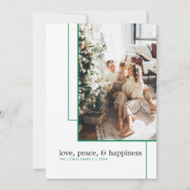 シンプルグリーンラインフォトホリデーカード シーズンカード