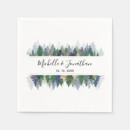 シンプルグリーンラベンダー金ゴールドパインツ結婚リー スタンダードカクテルナプキン