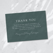 シンプルグリーンリネンエフェクト葬儀悔やみや弔慰 サンキューカード