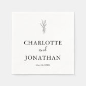 シンプルグリーンリミナリスト結婚植物学 スタンダードカクテルナプキン (正面)