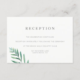 シンプルグリーンリーウェディングレセプションカード エンクロージャーカード