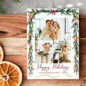 シンプルグリーンリーガーランズハッピーホリデー3写真 シーズンカード