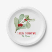シンプルグリーンリークリスマス紙プレート ペーパープレート (正面)