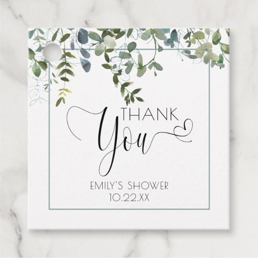 シンプルグリーンリーサンキューベイビーシャワー フェイバータグ (正面)