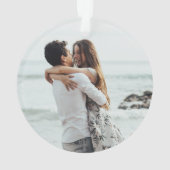 シンプルグリーンリース初めてのクリスマスフォトオーナメント オーナメント (裏面)