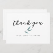 シンプルグリーンリーフ結婚ズ サンキューカード (正面/裏面)