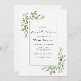 シンプルグリーンリーブライダルシャワー招待 招待状