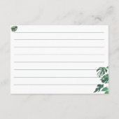シンプルグリーンリーミニマルブライダルシャワーレシピ エンクロージャーカード (裏面)