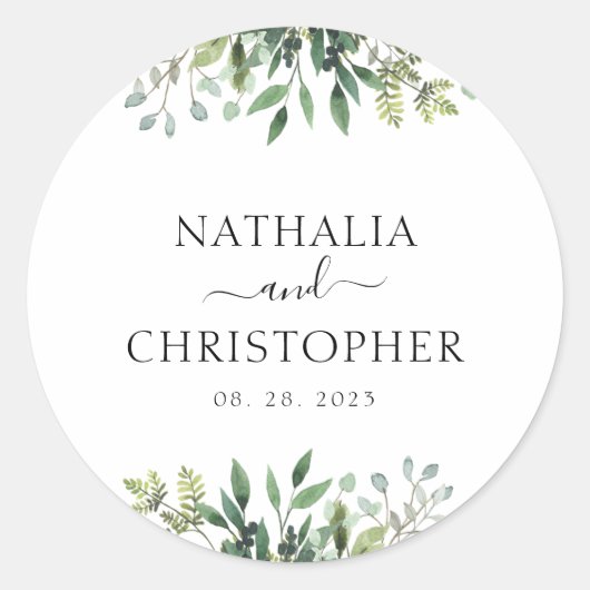 シンプルグリーンリーユーカリプトゥス植物学 ラウンドシール (正面)