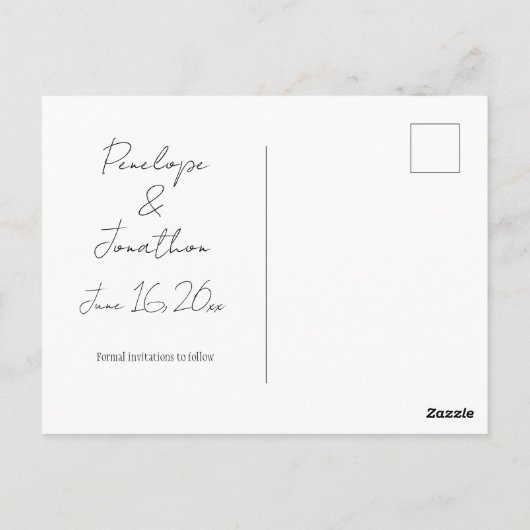 シンプルグリーンリー日付ポストカードの保存 ポストカード (裏面)