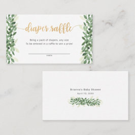 シンプルグリーンリー書道おむつラッフルチケット 名刺