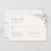 シンプルグリーンリー植物学RSVPカード 出欠カード (正面)