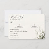 シンプルグリーンリー植物性RSVPカードと食事 出欠カード (正面)