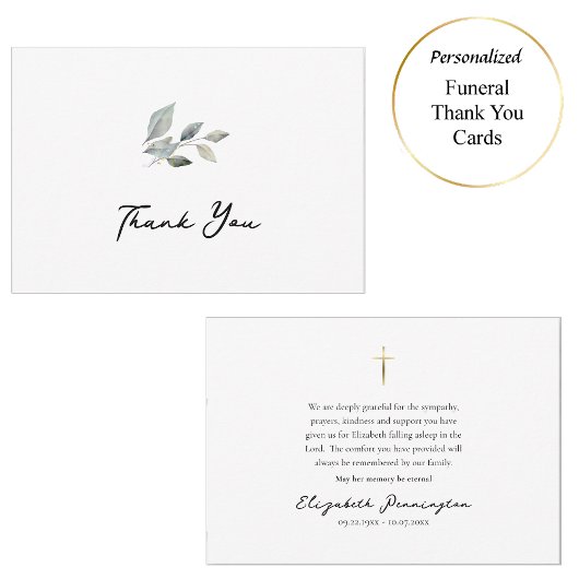 シンプルグリーンリー正教会キリスト教記念碑 サンキューカード