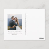 シンプルグリーンリー牧草地フォトウェディング日付を保存 ポストカード (裏面)