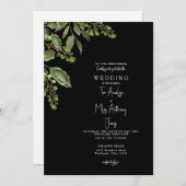 シンプルグリーンリーB/W 5 x 7結婚式招待状 招待状 (正面/裏面)