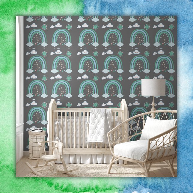 シンプルグリーンレインボーボホオンチャーク | 壁紙 (クリエイターアップロード済み)